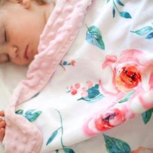 Peach floral minky blanket